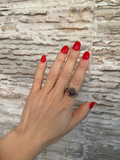 Anello in argento 925 rubino