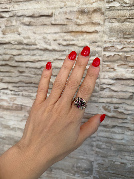 Anello in argento 925 rubino