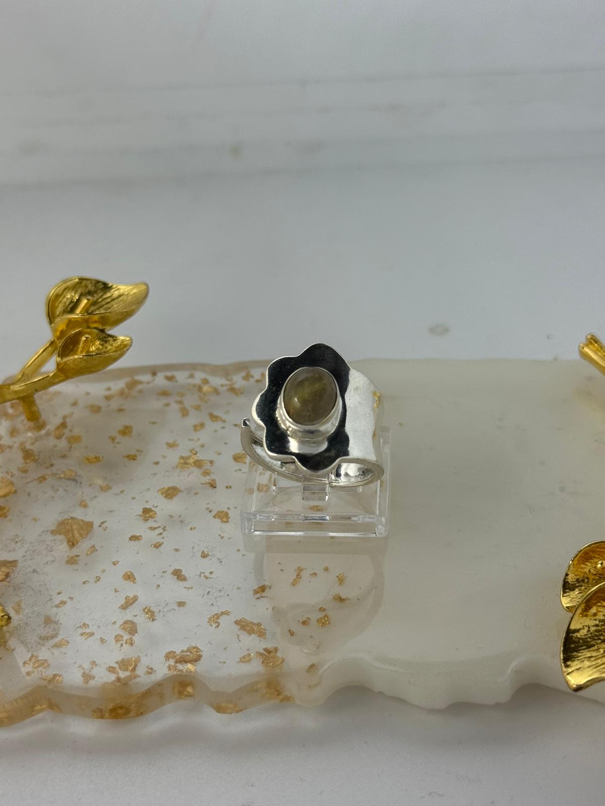 Anello Fascia Argento 925 con Citrino Giallo – Pezzo Unico