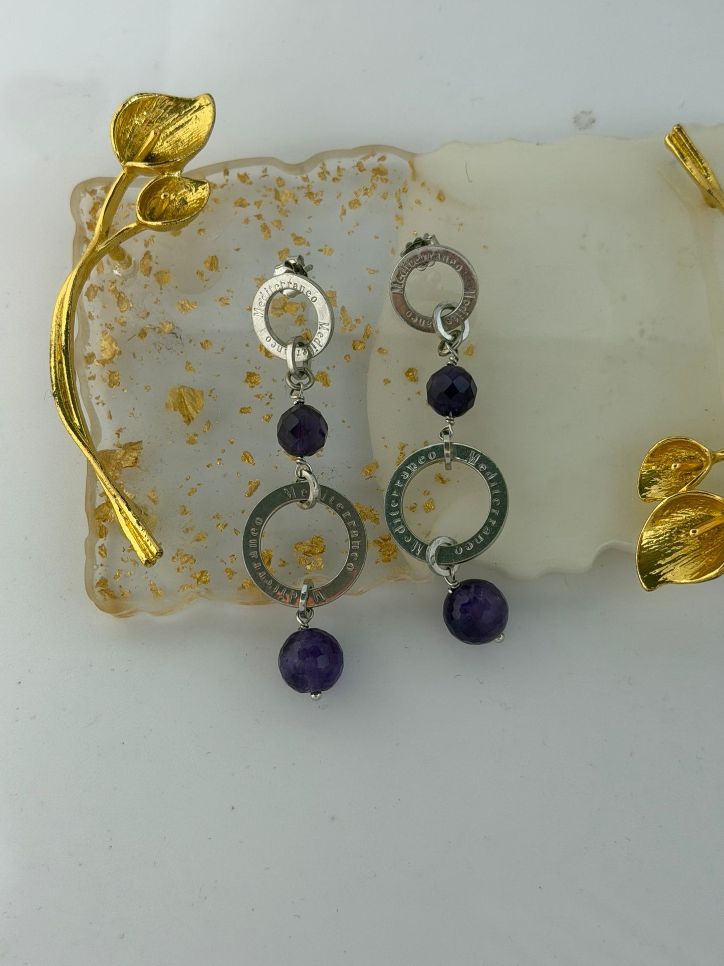Orecchini in argento 925 ametista viola firmati – Artigianali