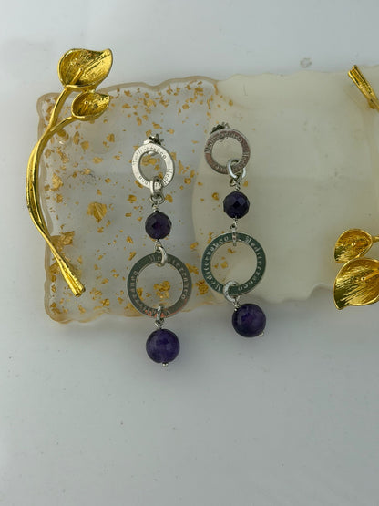 Orecchini in argento 925 ametista viola firmati – Artigianali