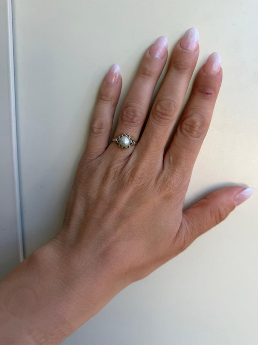 Anello in Argento 925 con Perla Bianca – Pezzo Unico Artigianale
