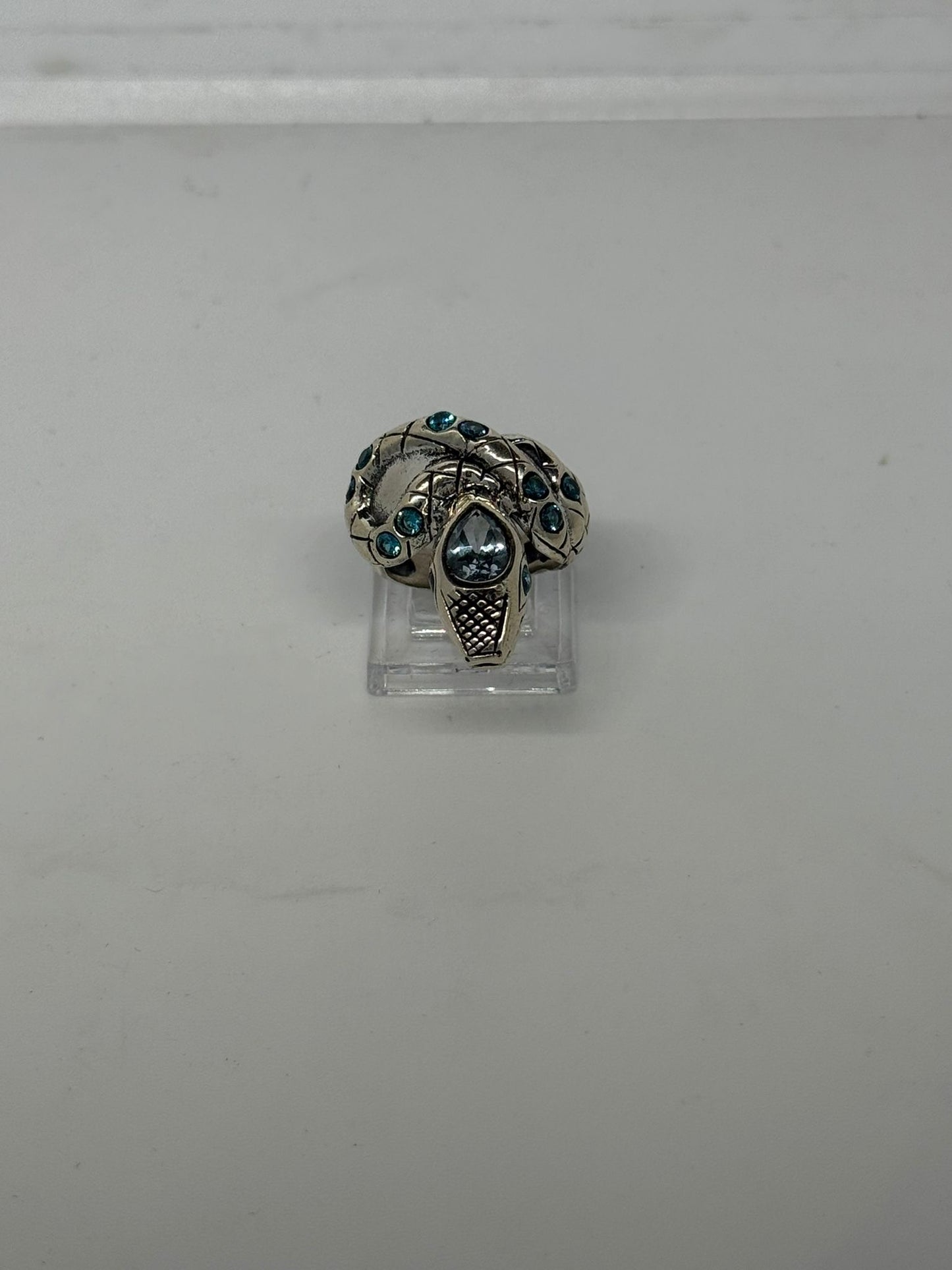 Anello serpente in argento 925 acquamarina