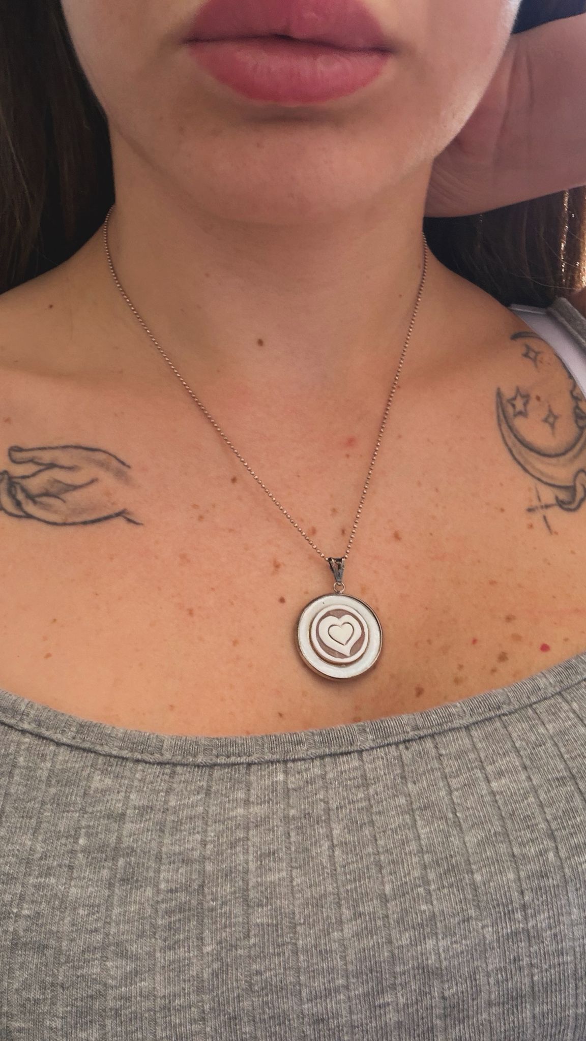 Collana in argento 925 con madreperla e cammeo a cuore