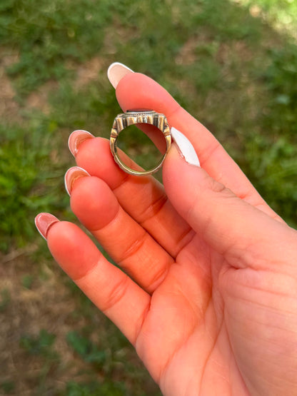 Anello in Argento 925 dal Design Particolare con Pietra Onice Nero