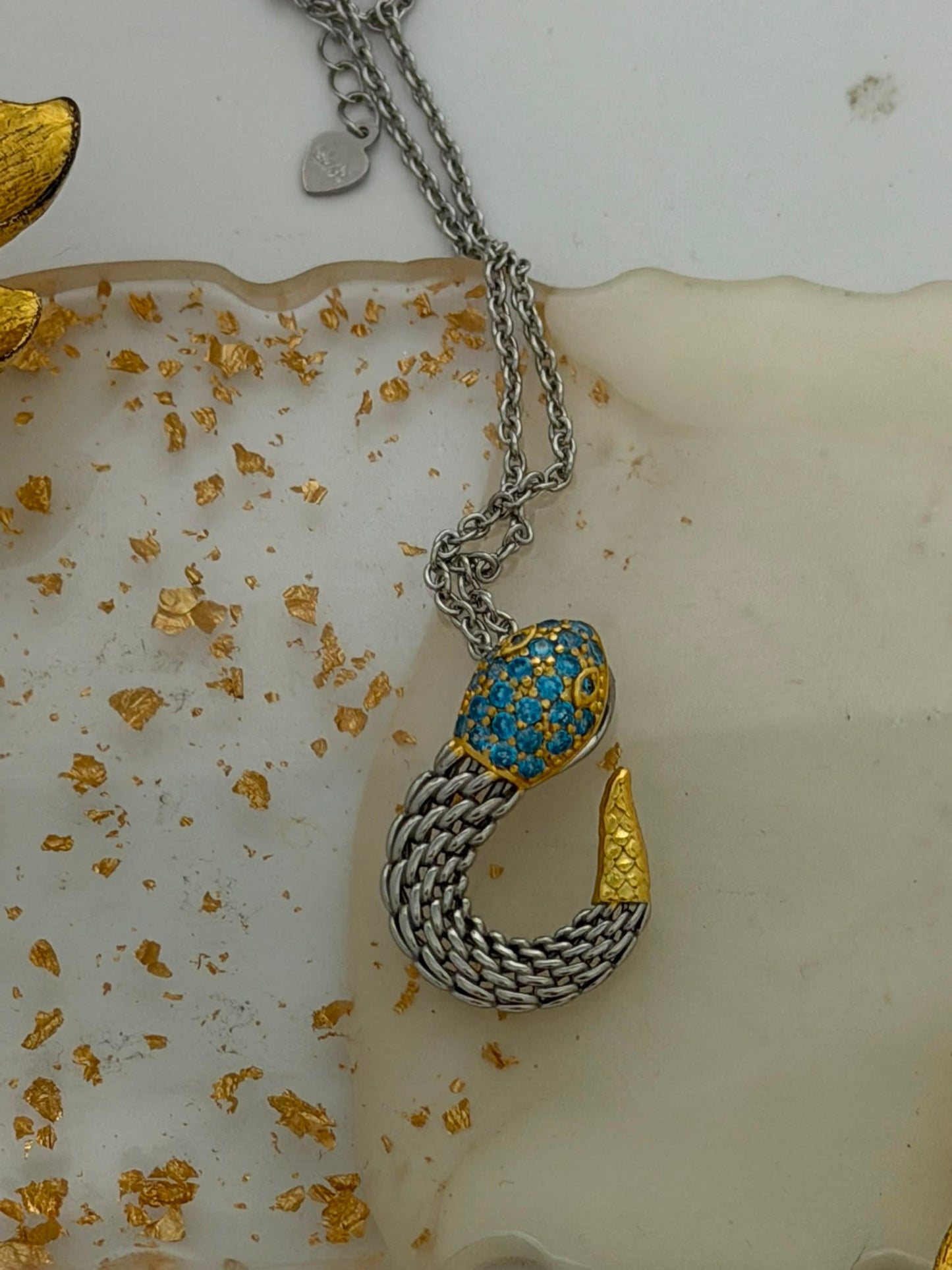 Collana Serpente in Argento 925 con Pietre Azzurre – Pezzo Unico